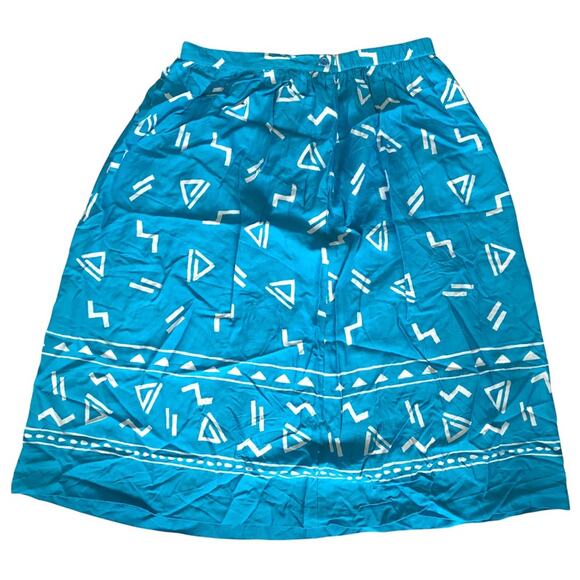 Alfred Dunner 1980s Abstract Funky Swirl Peasant Skirt Teal Blue 18 EUC Vintage - Picture 2 of 8